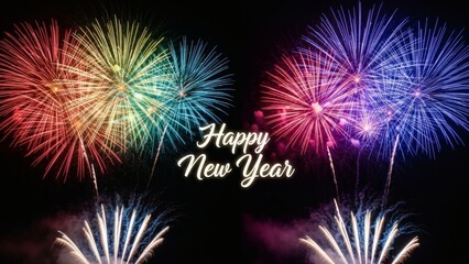 Celebrate the arrival of a brand new year with a dazzling display of Happy New Year fireworks lighting up the night sky
