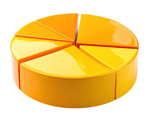Glossy, yellow/orange pie chart missing one wedge.