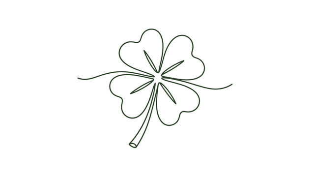 A minimalist line drawing of a four-leaf clover, symbolizing luck and nature.
