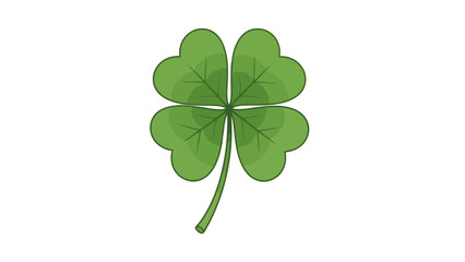 A vibrant green four-leaf clover with detailed veins, symbolizing luck and good fortune, set against a clean white background.