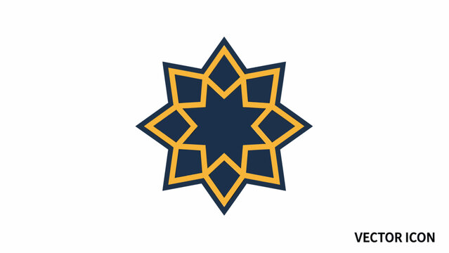 Elegant geometric eight-point star icon representing a harmonious pattern and decorative motif, perfect for design elements, cultural themes, and visual branding
