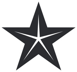 Fototapeta premium Five pointed star symbol in dark color isolated on white background