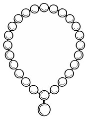 Obraz premium Simple beaded necklace illustration with pendant in black and white line art