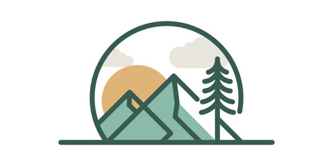 Minimal Hill Sunset Logo outl...