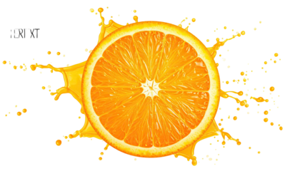 Sliced orange bursts with juice on a black background