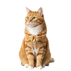 Obraz premium Orange tabby cat sitting upright isolated on transparent background