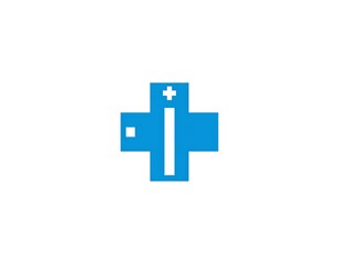 A blue cross formed with a capital letter "I" and a smaller plus symbol