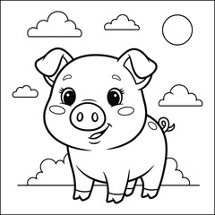 Obraz premium animal line art coloring page vector, animal vector