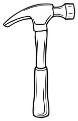 Black and white illustration of a hammer tool