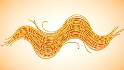 An artistic and abstract representation of spaghetti noodles flowing in a wavy, horizontal pattern. The golden-yellow strands are set against a soft orange gradient background, creating a sense of mov