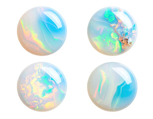 Four opal cabochons, colorful internal fire