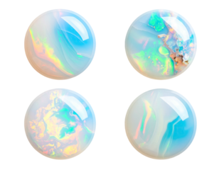 Four opal cabochons, colorful internal fire