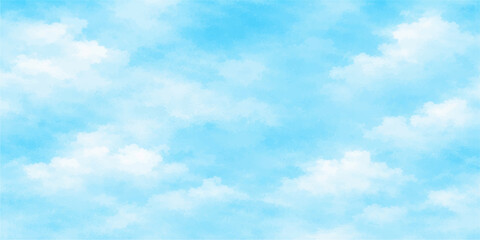 Beautiful blue sky with fluffy white clouds creates a bright and clear summer cloudscape in the high sunny atmosphere of a peaceful nature day © Graph Rover