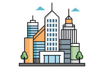 Fototapeta premium Creative Urban City Buildings Illustration in Flat Design.