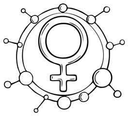 Fototapeta premium Female Symbol Encased in Molecular Structure, Representing Science and Femininity
