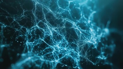 Glowing neural network web glowing blue light abstract digital connectivity and futuristic data flow - Powered by Adobe