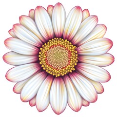 Stunning White Daisy with Pink Edges and Yellow Center