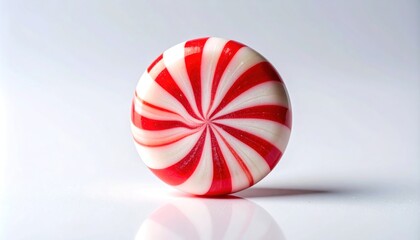 Close-up of a Red and White Peppermint Candy.