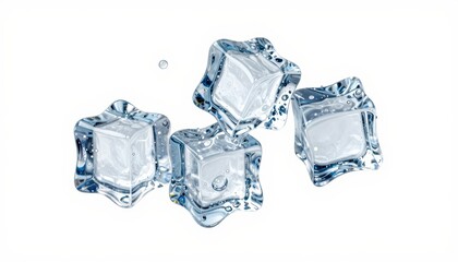 Star Shaped Ice Cubes Arranged On A White Background For Beverage Cooling Solutions
