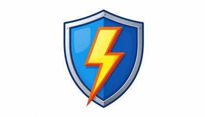Bold Blue Shield With A Lightning Bolt Symbol Representing Security And Protection