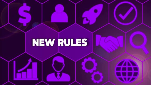 Writing note showing New Rules. Business concept for recently one of a set of explicit or understood regulations