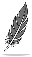 Obraz premium Stylized Gray Feather Illustration Isolated on White Background