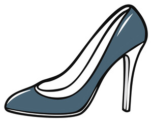 Elegant blue high heel shoe illustration, fashion design concept