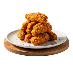 Delicious Golden Fried Chicken Wings Stacked on a White Plate