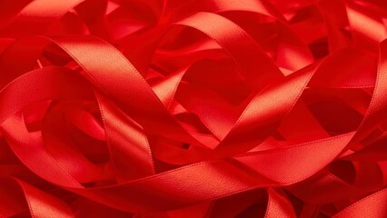 Vibrant Red Ribbon Swirls Create a Dynamic Abstract Background.