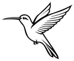 Obraz premium Hummingbird Illustration: Elegant Flight and Graceful Design in Black and White Artwork