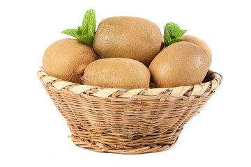 Fresh Kiwifruit from Sichuan China in Woven Basket Still Life
