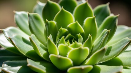 Close-Up of a Vibrant Green Succulent Plant Displaying its Geometric Leaf Arrangement