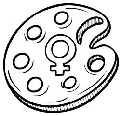 Obraz premium Artist's Paint Palette with Female Symbol Drawing