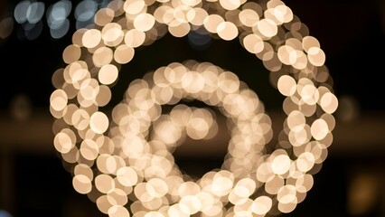 Enchanting circular display of bokeh lights against a deep background casting a festive glow