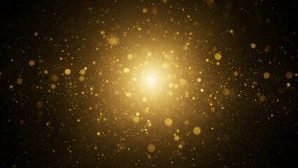 Golden bokeh lights twinkling in the darkness bringing a touch of magic and elegance