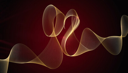 elegant artistic visualization of Chinese zodiac animal shapes using fluid golden lines and light trails on a deep dark red backdrop.