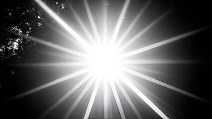 Radiant light bursts through darkness, creating an ethereal and captivating monochrome spectacle