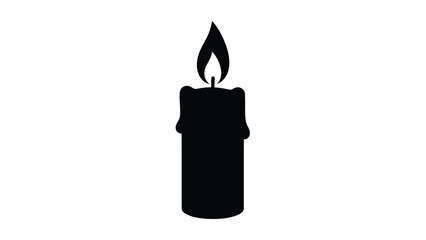 Burning Candle Silhouette Icon Isolated on White Background for Decoration