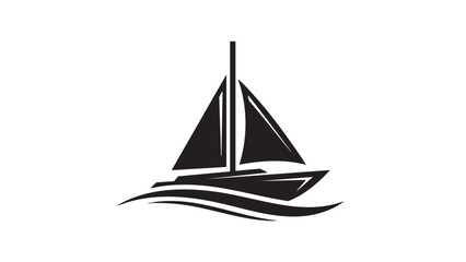 Minimalist sailboat logo design with sails and waves