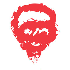 red colored design of a man cover his face