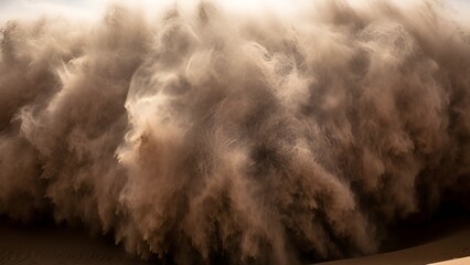 Towering haboob engulfing the desert landscape, showcasing the power of nature, dramatic