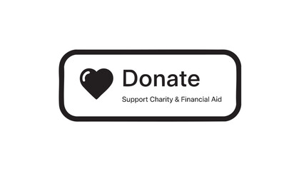 Modern donate button with heart icon for charity and financial aid