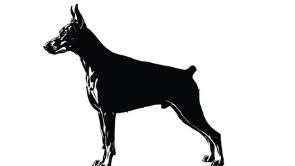 Doberman Pinscher Silhouette Illustration Isolated on White Background