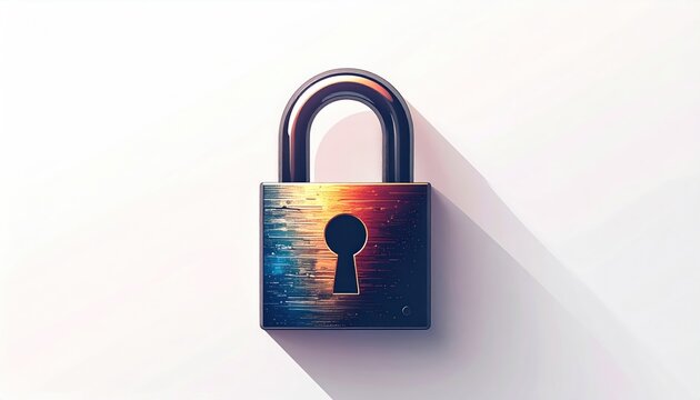Colorful Padlock on White Background with Shadow.