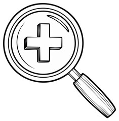 Obraz premium Magnifying glass with plus sign icon illustration, search concept, zoom in