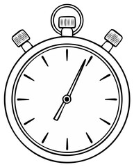 Stopwatch Time Measurement Line Art Illustration &ndash; Timer, Clock, Speed, Countdown Device, Outline Graphics