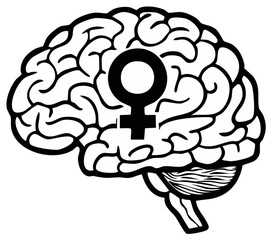 Brain with Female Symbol Overlaid Representing Women's Mental Health and Psychology