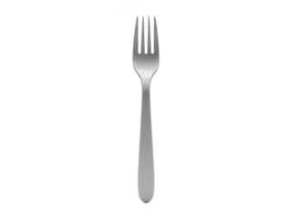 A shiny silver fork on transparent background