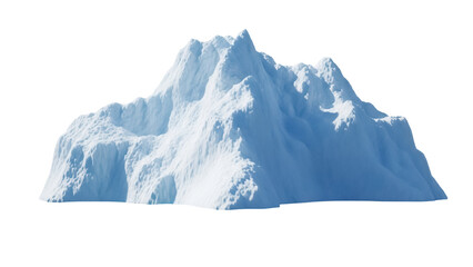 Snowy mountain isolated PNG on transparent background, winter landscape with ice peak for design and compositing, cold environment