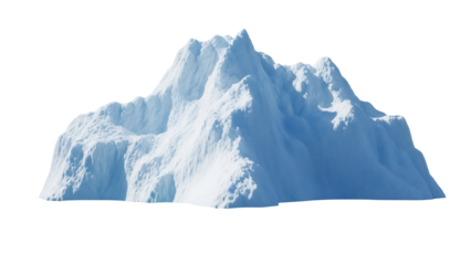 Snowy mountain isolated PNG on transparent background, winter landscape with ice peak for design and compositing, cold environment
